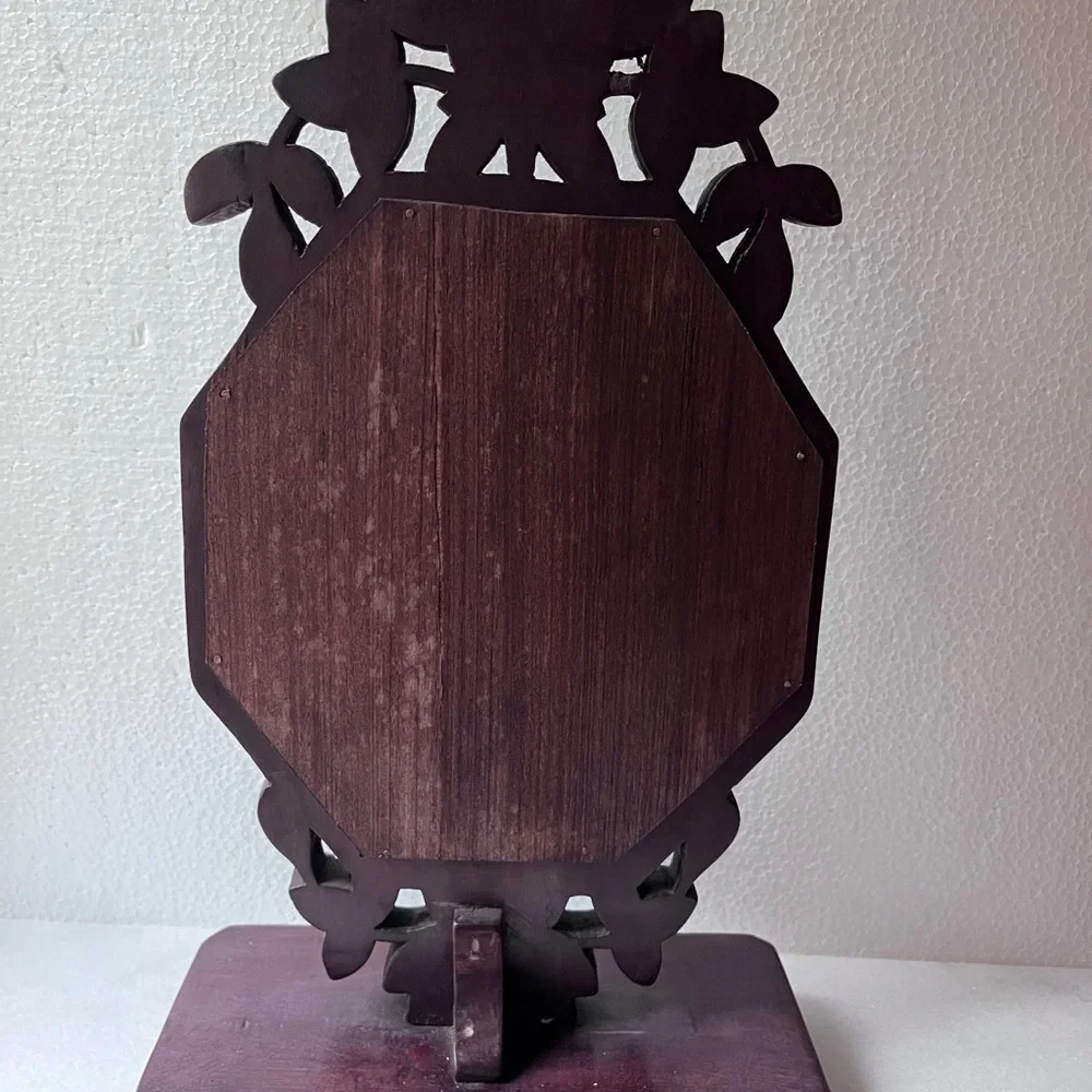Antique hand carved vanity mirror Floral frame walnut wood frame